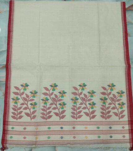 COTTON SAREE WHITE & RED