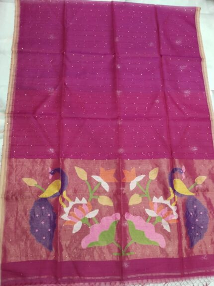 PAITHANI MUSLIN SAREE RED