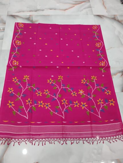 COTTON SAREE RED PRINTED