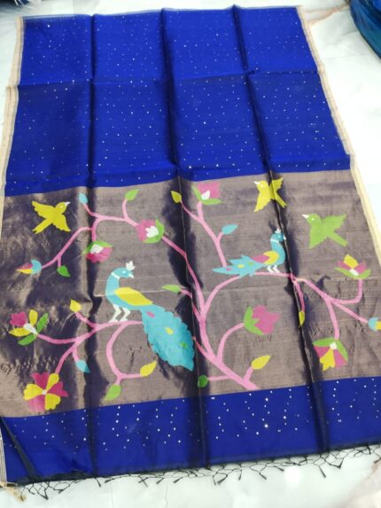 PAITHANI MUSLIN SAREE BLUE
