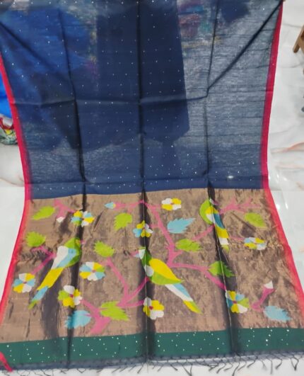 PAITHANI MUSLIN SAREE BLUE