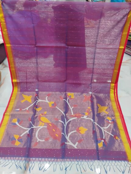 MUSLIN PAITHANI SAREE ONION PINK