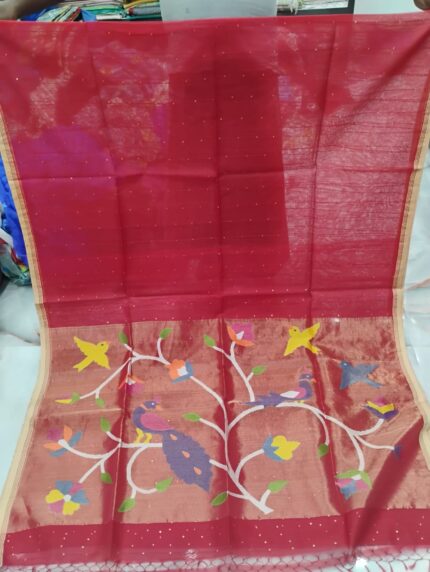 MUSLIN PAITHANI SAREE RED